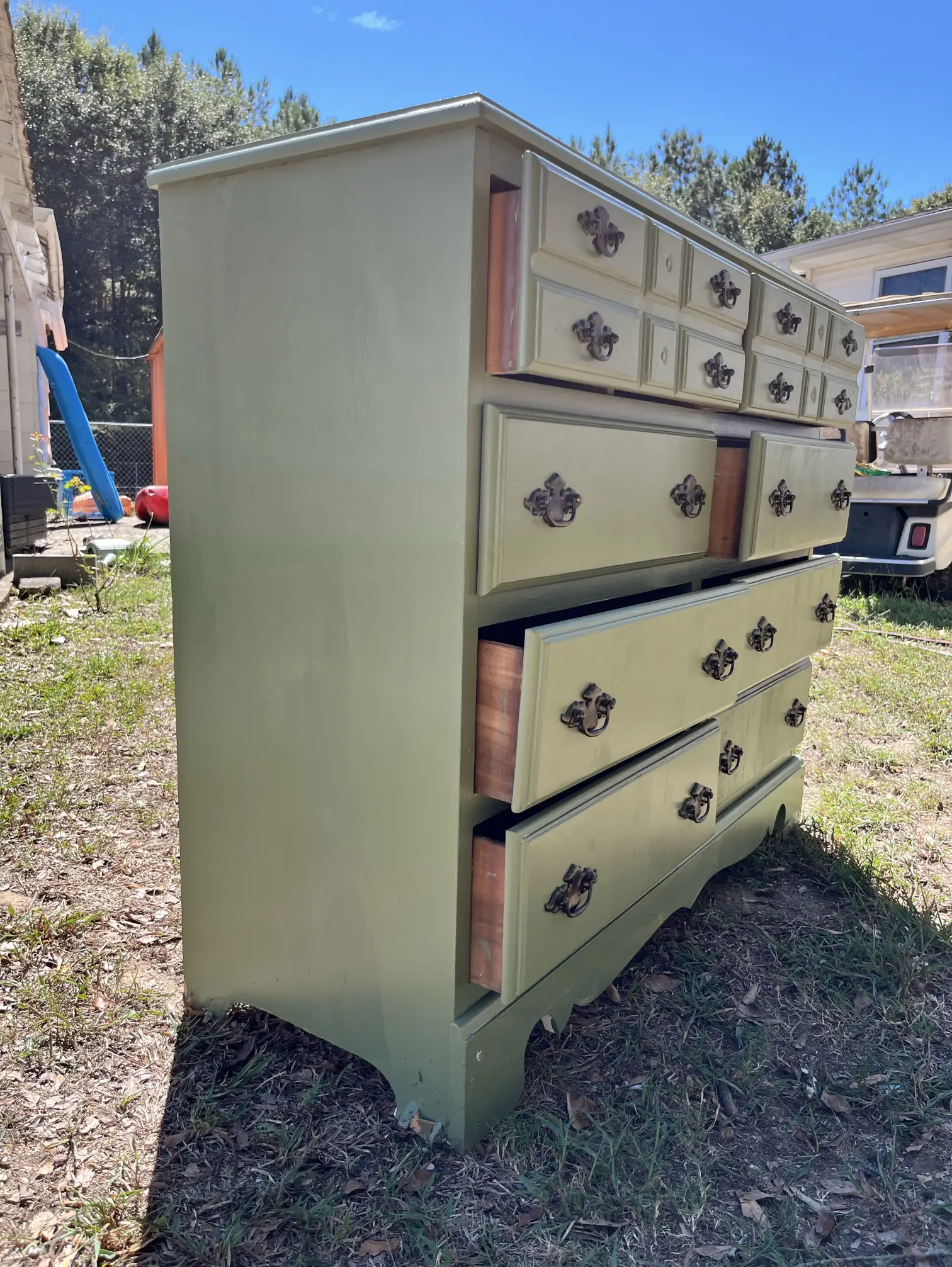 sage green vintage dresser