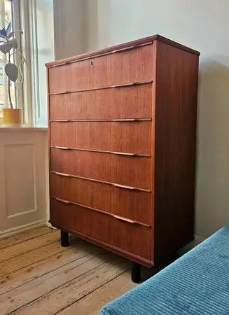 MCM Danish Modern Teak 6 Drawer Dresser Vintage 1960s Tallboy