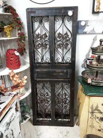 Distressed Wood and Wroush Iron Panal
