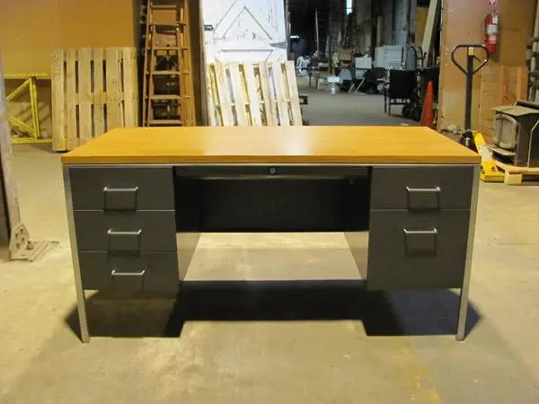 Steelcase metal office desk w/laminate top, 6 drawers (2, price EACH)