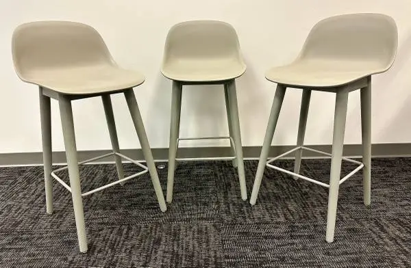 Lot Of 3 Muuto Fiber Counter Stool With Backrest Gray