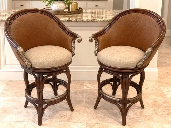 Set of Hooker Rattan Swivel Barstools-30H
