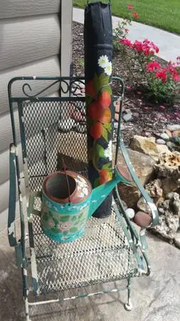Vintage Hand-Painted Watering Can or Well Water Extracting Container