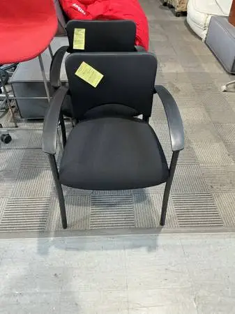 Guest / lobby Chair in Black Fabric by Teknion Amicus w/ arms & Black