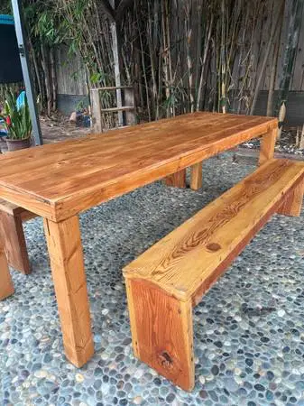 Dining table with benches