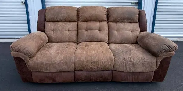 Nice Ultrasuede Dual Color Double Recliner Couch in Great Condition