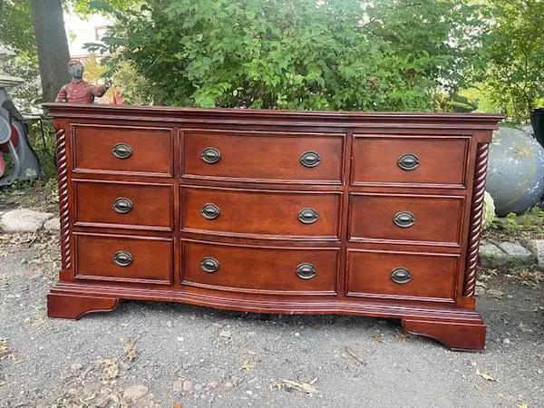Vintage cherry nine drawer dresser