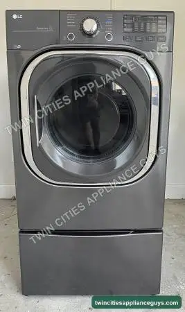 LG 7.4 Cu Ft ELECTRIC Steam Dryer + Pedestal — Black Stainless — $200