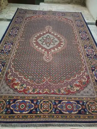 100% Wool and Silk  Handknitted Afghan/Persian Rug,8ftx10ft