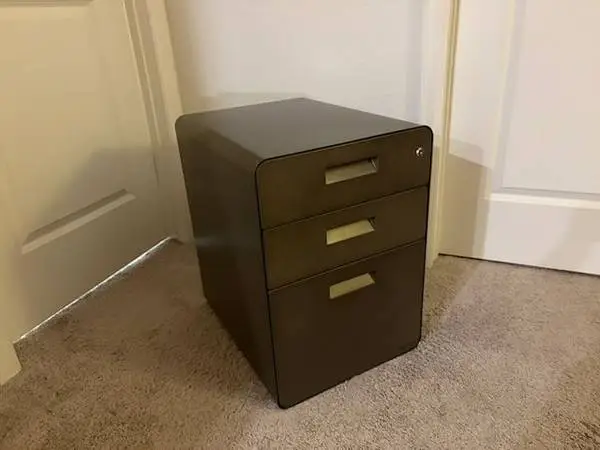 Gently-used metal 3-drawer filing cabinet (Uplift Desk)