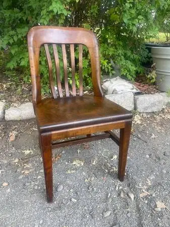 Vintage antique solid walnut bankers desk chair