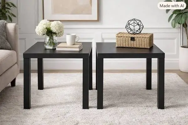 BLACK 20 X 20 X 18 T SIDE TABLES BLACK/BROWN COLOR