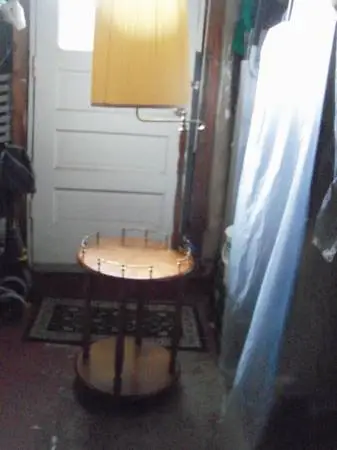 Standing Lamp Table  wood and brass