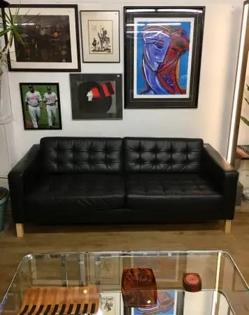 Ikea Karlstad Tufted Leather Sofa