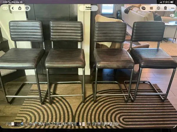 Orig $3300! Set of 4 REGINA ANDREW Genuine Leather Counter Chairs