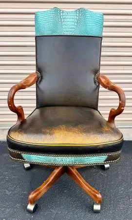 SPECTACULAR Custom Turquoise Ridge Western Executive Desk Chair