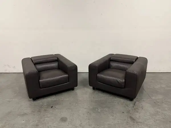 Brown Leather Chairs Set