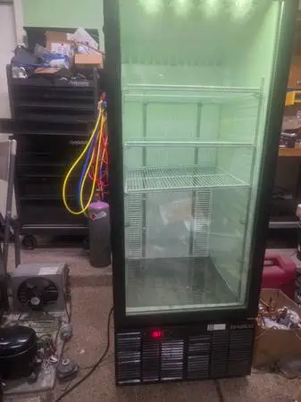 Habco mfg 12 cubic feet glass door commercial merchandiser cooler refr