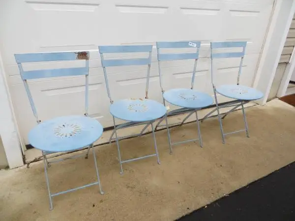 SET OF 4 FOLDING METAL CHAIRS