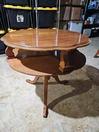 Vintage Scalloped Two Tier Small Table