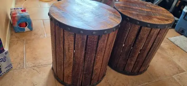 2 - Oak Barrel End Tables - World Market