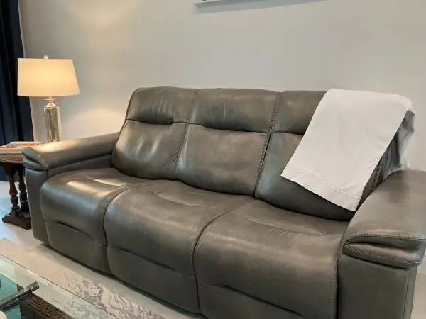 Leather reclining sofa