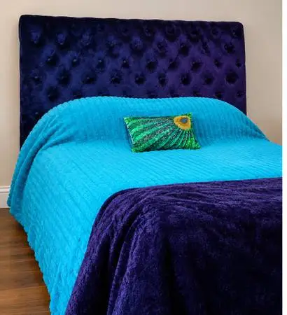 Blue Velvet Sled Bed Frame