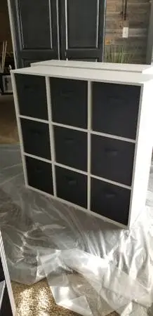 9 Cubby Cubicle Wooden Storage with Baskets