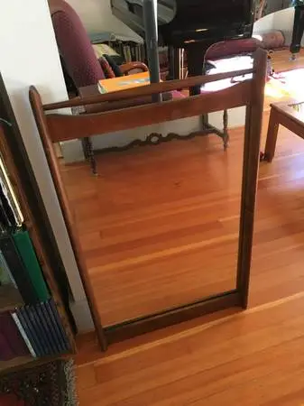 Mirror-wall, stained wood finish
