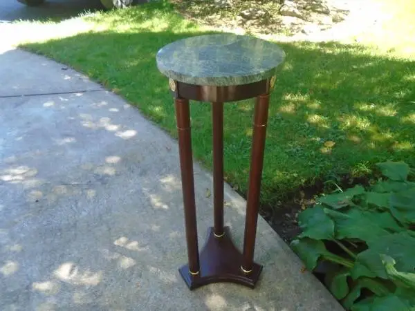 Vintage Bombay Co. Mahogany Marble Top Pedestal Stand