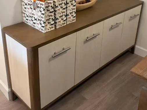 Wood and Silver Credenza / Sideboard / Buffet
