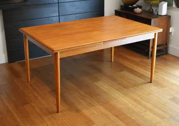 Extra-long restored Danish teak extendable rectangular dining table