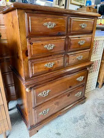 Solid Pine 6 Drawer Large Tall Dresser