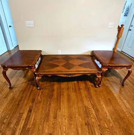 Vintage Three Piece French Provincial Style Solid Wood Living Room Tab