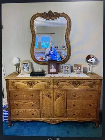 Oak Dresser & Mirror
