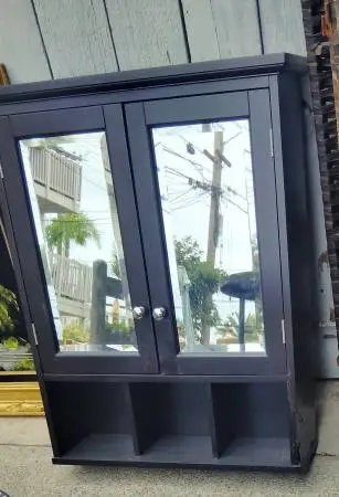 Bathroom Cabinet With Mirror with Shelves - Black (New)