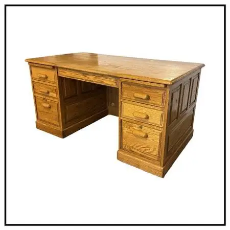 Noriega Furniture Smith Oak Executive Desk. Estimate Price: $2,600