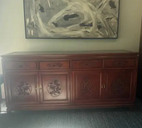 Orig $2,500 Vintage SOLID ROSEWOOD DRAGON Sideboard Credenza Buffet
