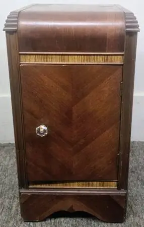 Art Deco Era Walnut Waterfall Style Night Stand / End Table