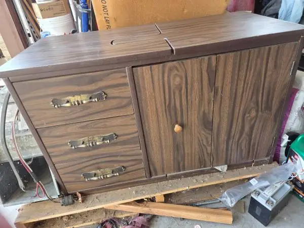 Vintage Wooden Sewing Cabinet