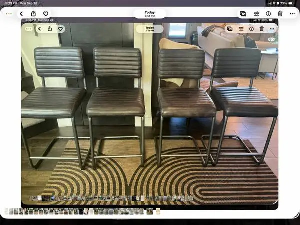 ORIG $5,200! Set of 4 DYLAN LEATHER COUNTER STOOLS by Regina Andrews