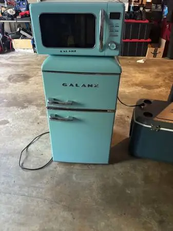 Blue Refrigerator and Microwave to match