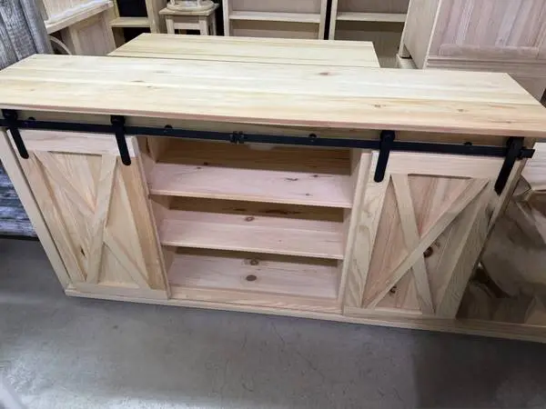 64 Amish-Made Barn Door TV Stand – Solid Wood