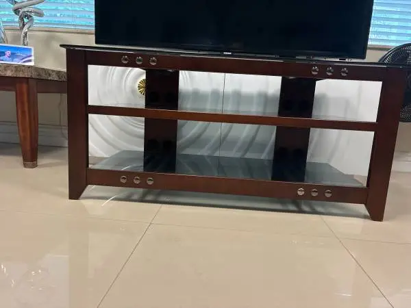 Sanus Systems Wood and Glass TV Stand