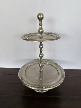 Pewter 2 Tier Serving Tray- 12X12X18