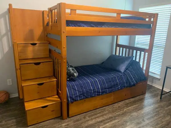 Twin bunkbed Solid Wood with Storage and Stairs
