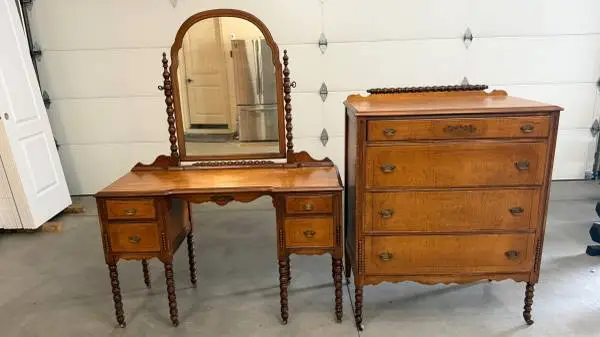 Antique Dresser and Matching Child/Small Kneehole Desk