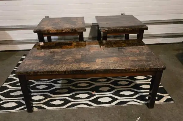 Coffee Table - End Table Set - Faux Marble Tops