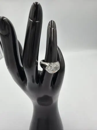 Modernist Chunky Half-Bezel Oval Solitaire Costume Ring - Size 7