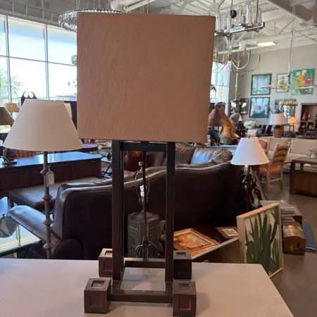 Iron Architectural Table Lamp W/ Rectangular Shade- 11X7X25.5H